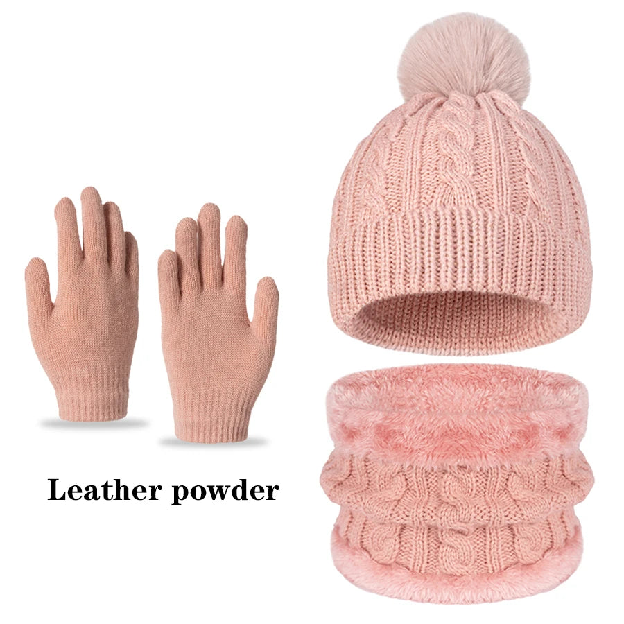 The single ball cap, neck cover and glove set is a knitted cap suitable for children aged 3 to 12, both boys and girls, for autu